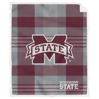 Mississippi State Bulldogs Pegasus Bold Plaid Steel 50" x 60" Ultra Cozy Sherpa Blanket