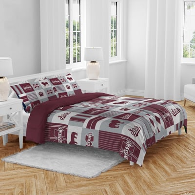 Mississippi State Bulldogs Pegasus Patchwork Plaid Three-Piece Full/Queen Bed in a Bag Set