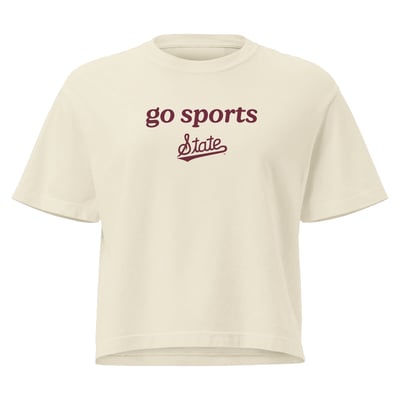 Mississippi State Bulldogs Comfort Colors Women's Go Sports Cropped T-Shirt - Cream