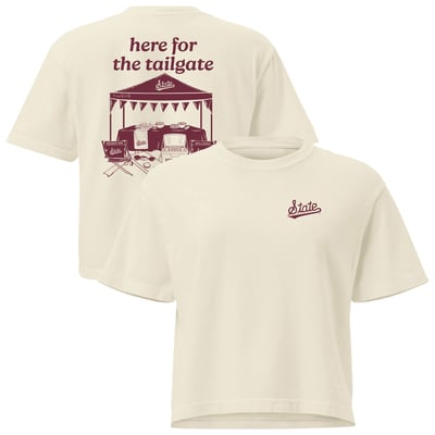 Mississippi State Bulldogs Comfort Colors Women's Here For The Tailgate Cropped T-Shirt - Cream