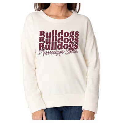 Mississippi State Bulldogs Flying Colors Apparel Women's Marly Side Split Sweatshirt - Cream
