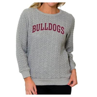 Mississippi State Bulldogs Flying Colors Apparel Women's Kinsley Quilted Sweater - Heather Gray
