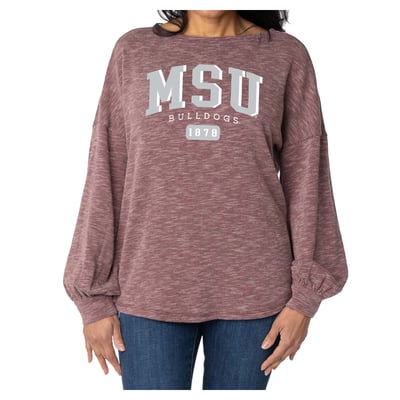 Mississippi State Bulldogs Flying Colors Apparel Women's Josie Balloon Sleeve Long Sleeve Tunic T-Shirt - Maroon
