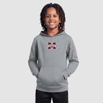  Mississippi State Bulldogs Champion Youth Fleece Hoodie - Heather Gray