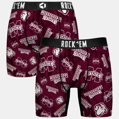  Mississippi State Bulldogs Rock Em Youth All Over Logo Boxer Briefs - Maroon