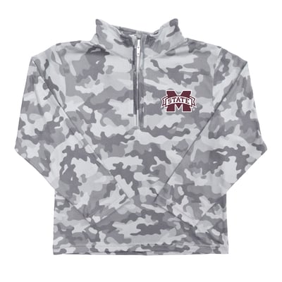  Mississippi State Bulldogs Vive La Fete Youth Camo Quarter-Zip Sweatshirt - Gray