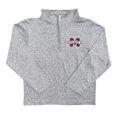  Mississippi State Bulldogs Vive La Fete Youth Team Logo Quarter-Zip Sweatshirt - Heather Gray