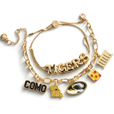 Missouri Tigers BaubleBar Two-Piece Delicate Charm & Slogan Bracelet Set