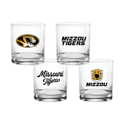  Missouri Tigers Indigo Falls Core 4-Pack Collectors Rocks Glass Set