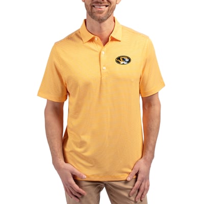  Missouri Tigers Cutter & Buck Forge Recycled Double Stripe 4-Way Stretch Polo - Gold