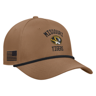 Missouri Tigers Nike 2026 Military Appreciation Rope Rise 5-Panel Adjustable Hat - Brown