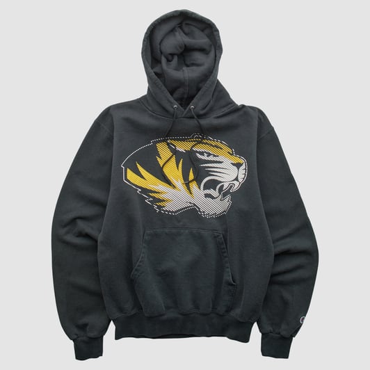 Missouri Tigers Champion 2000s Hooded Pullover Sweatshirt - Black - XS by Fanatics Real Vintage