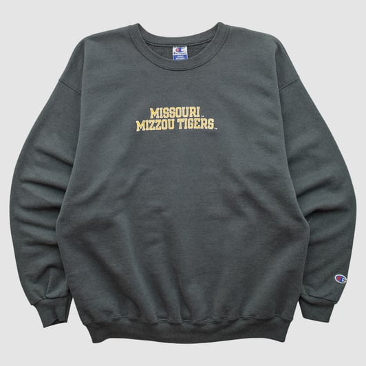 Missouri Tigers Champion 2000s Pullover Sweatshirt - Dark Heather Gray - M by Fanatics Real Vintage