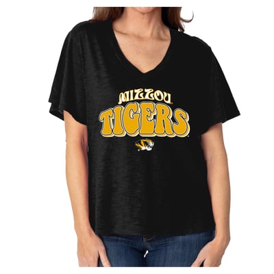  Missouri Tigers Women's Fawn Flutter Sleeve T-Shirt - Black