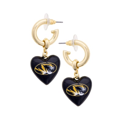Missouri Tigers CANVAS Style Women's 18k Gold-Plated Heart Earrings