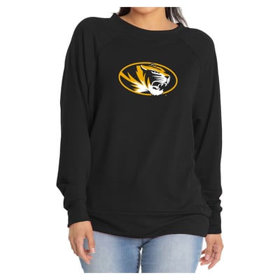 Missouri Tigers Flying Colors Apparel Women's Rylee Raglan Long Sleeve T-Shirt - Black
