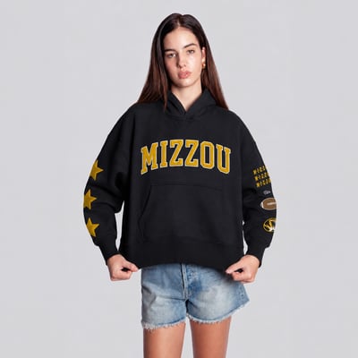  Missouri Tigers Hype and Vice Women's Cropped Spirit Hoodie - Black