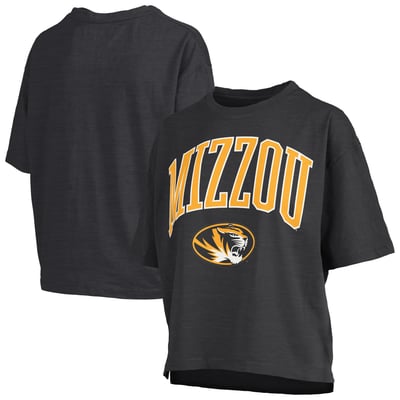 Missouri Tigers Pressbox Women's Oversized Nelson Arch Over Logo Slub T-Shirt - Black
