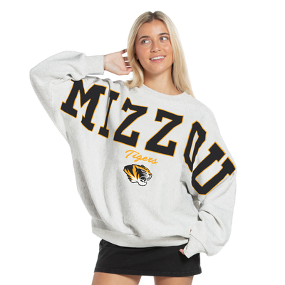 Missouri Tigers Pressbox Women's Flannigan Oversized Fleece Sweatshirt - Heather Gray