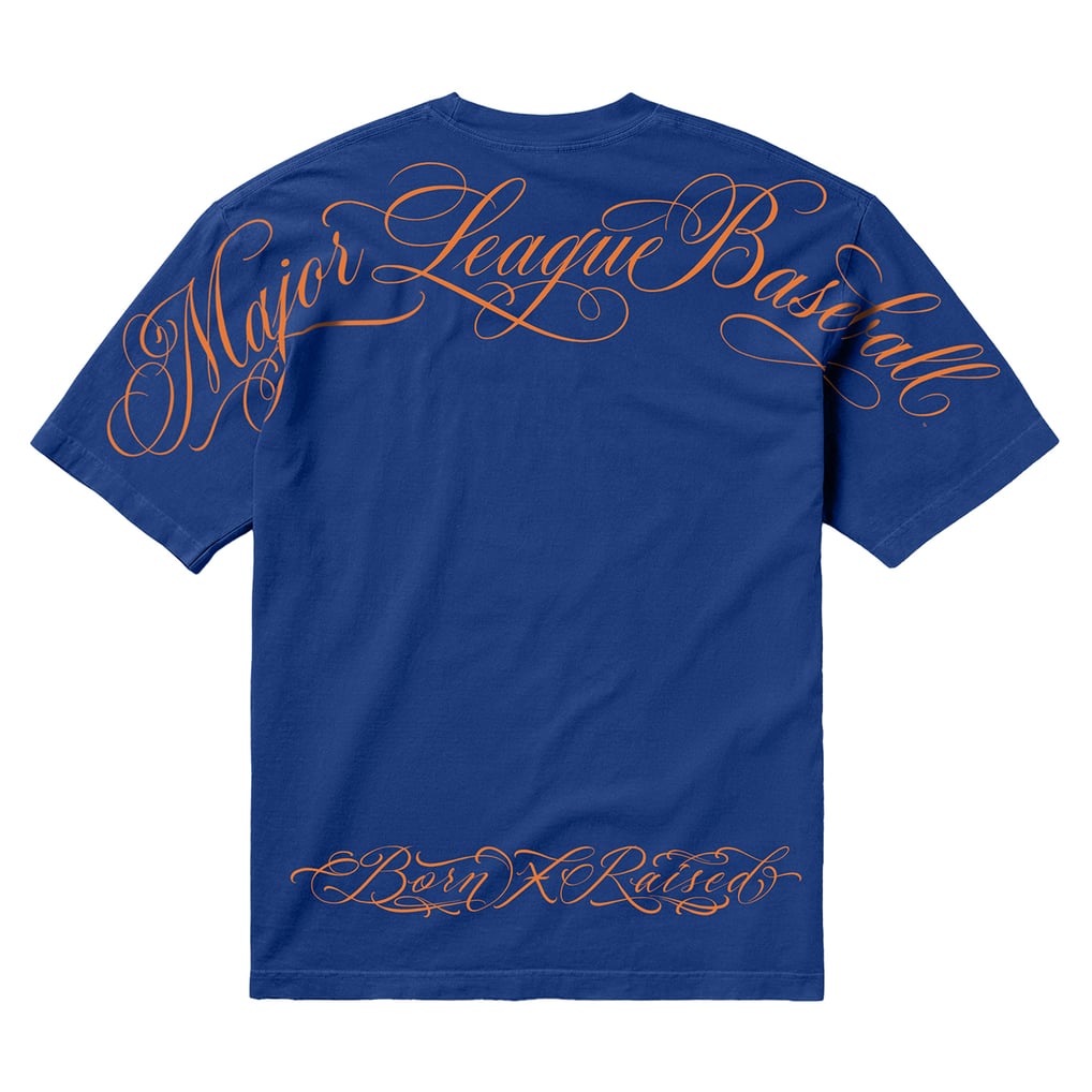 Born x Raised Unisex Major League Script T-Shirt - Blue