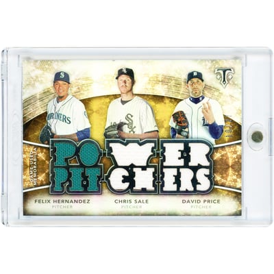 Felix Hernandez, Chris Sale & David Price 2015 Topps Triple Threads Triple Game Used Dual-Color Jersey Relics #TTRC-HSP #10/27 Card