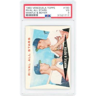 Mickey Mantle & Ken Boyer 1960 Venezuela Topps #160 PSA Authenticated 3 Card