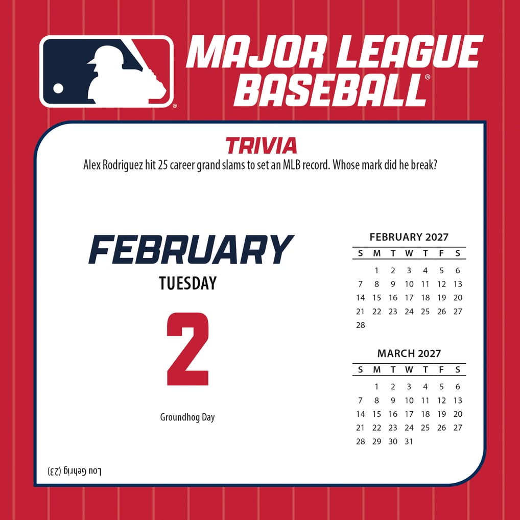 MLB Multi-Team 2027 Box Calendar