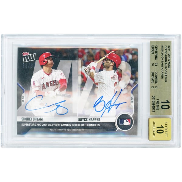 Shohei Ohtani & Bryce Harper Autographed 2021 Topps Now Dual Auto 