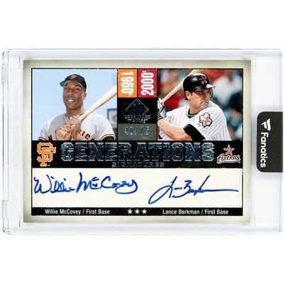 Willie McCovey & Lance Berkman Autographed 2008 Upper Deck SP Legendary Cuts Generations Signatures #GS-MB #40/75 Card