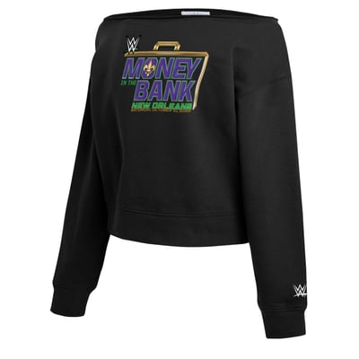 WEAR by Erin Andrews Women's WWE Money In The Bank 2026 Off-the-Shoulder Sweatshirt - Black