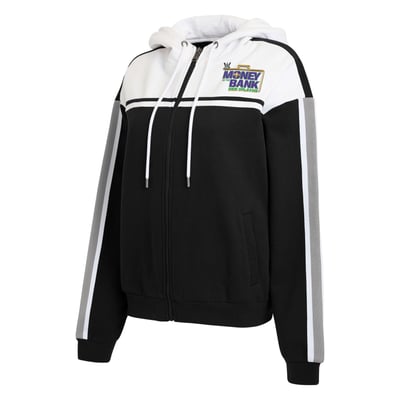 WEAR by Erin Andrews Women's WWE Money In The Bank 2026 Colorblock Full-Zip Hoodie - Black/White