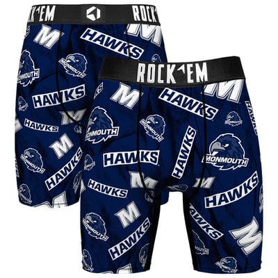  Monmouth Hawks Rock Em All Over Logo Boxer Briefs - Navy