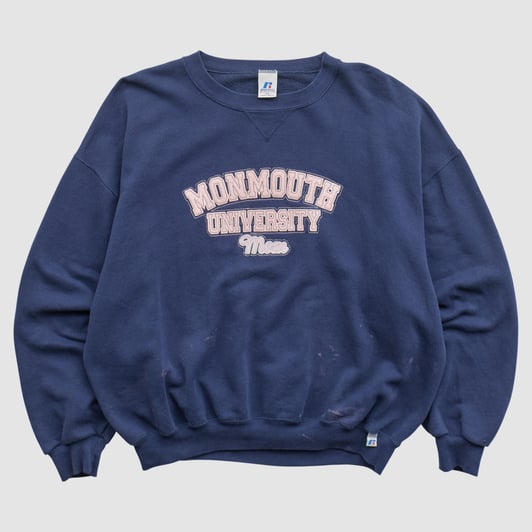 Monmouth Hawks Russell 2000s Pullover Sweatshirt - Navy - 2XL by Fanatics Real Vintage
