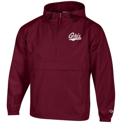 Montana Grizzlies Champion Packable Half-Zip Hooded Jacket - Maroon
