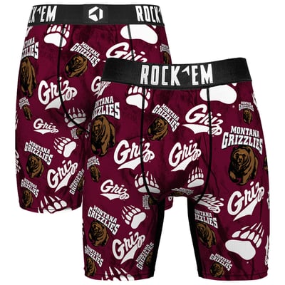  Montana Grizzlies Rock Em All Over Logo Boxer Briefs - Maroon