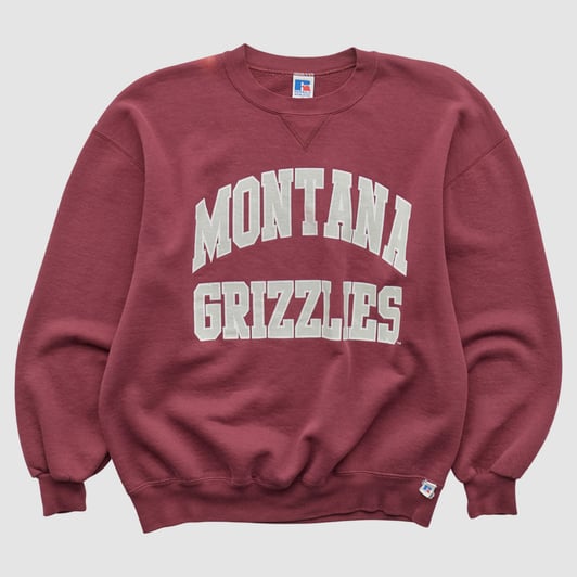 Montana Grizzlies Russell 90s Pullover Sweatshirt - Maroon - L by Fanatics Real Vintage