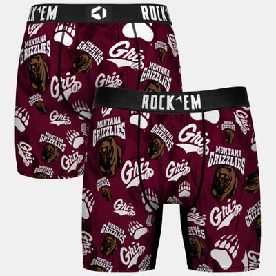  Montana Grizzlies Rock Em Youth All Over Logo Boxer Briefs - Maroon
