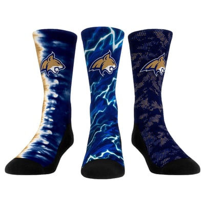 Montana State Bobcats Rock Em Unisex Three-Piece Team Tones Crew Socks Set