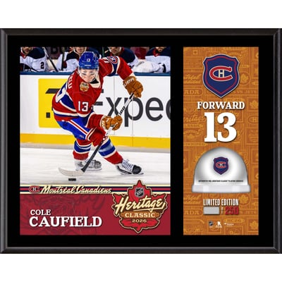 Cole Caufield Montreal Canadiens Fanatics Authentic 12" x 15" 2026 NHL Heritage Classic Sublimated Plaque with Game-Used Ice - Limited Edition of 250