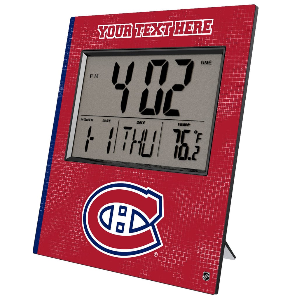 Montreal Canadiens Keyscaper Cross Hatch Personalized Digital Desk Clock