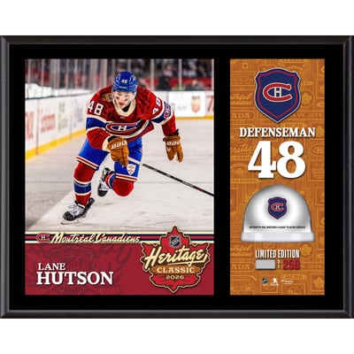 Lane Hutson Montreal Canadiens Fanatics Authentic 12" x 15" 2026 NHL Heritage Classic Sublimated Plaque with Game-Used Ice - Limited Edition of 250