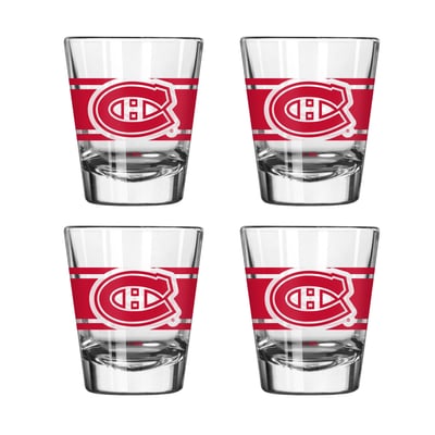 Montreal Canadiens Logo Brands Four-Piece Stripe Shot Glass Set