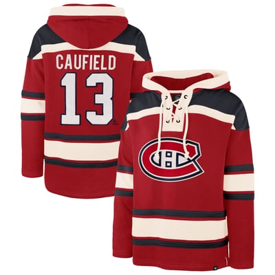 Cole Caufield Montreal Canadiens '47 Player Name & Number Lacer Hoodie - Red