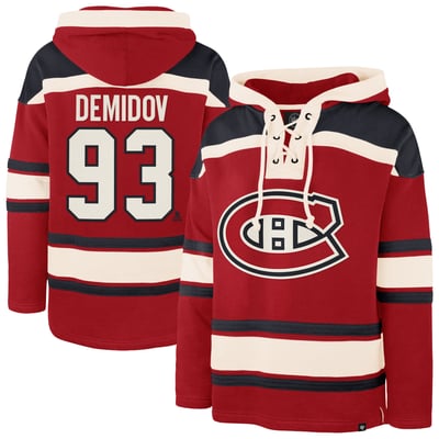 Ivan Demidov Montreal Canadiens '47 Player Name & Number Lacer Hoodie - Red