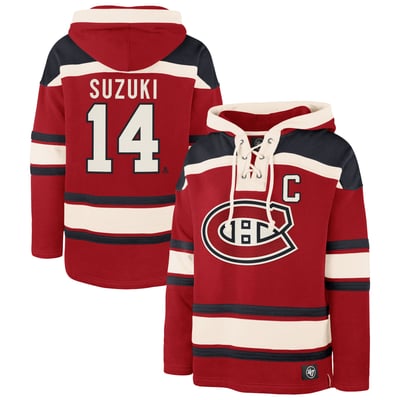 Nick Suzuki Montreal Canadiens '47 Player Name & Number Lacer Hoodie - Red