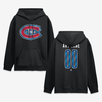 Montreal Canadiens Big & Tall Forged Mascot Personalized Name & Number Hoodie - Black