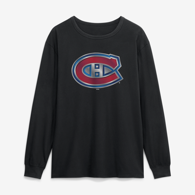 Montreal Canadiens  Metallic Mascot Long Sleeve T-Shirt - Black