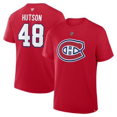 Lane Hutson Montreal Canadiens Fanatics Authentic Stack Name & Number T-Shirt - Red