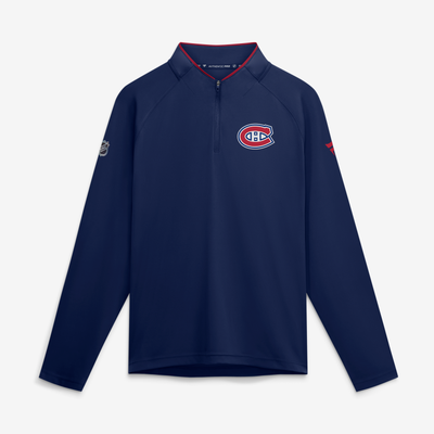 Montreal Canadiens Fanatics Authentic Pro Rink Raglan Lightweight Quarter-Zip Pullover - Navy