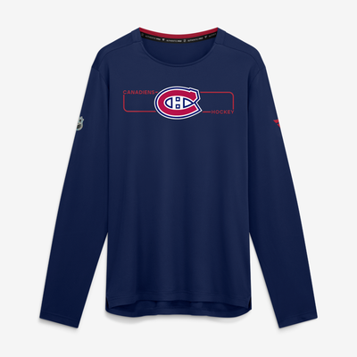 Montreal Canadiens Fanatics Authentic Pro Rink Tech Long Sleeve T-Shirt - Navy